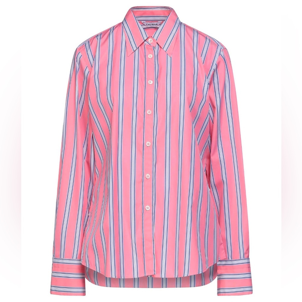 CALIBAN Pink Poplin Striped Italian Shirt
